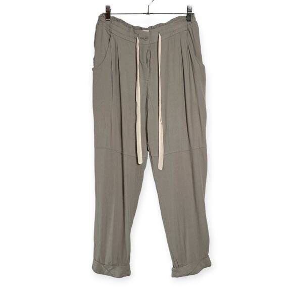 ARITZIA Wilfred Marais Pants SIZE M Gray High Rise Lightweight Pleated Button - Picture 1 of 11